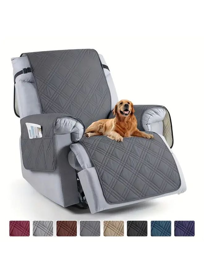 Modern Plush Single Recliner Sofa Cover Dark Gray Ultrasoft Pet Friendly Machine Washable - Image 1